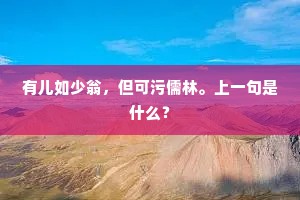 有儿如少翁，但可污儒林。上一句是什么？