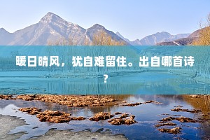 暖日晴风，犹自难留住。出自哪首诗？