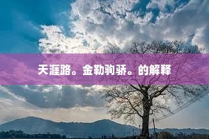 天涯路。金勒驹骄。的解释