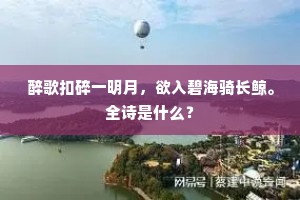 醉歌扣碎一明月，欲入碧海骑长鲸。全诗是什么？