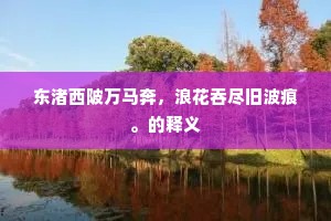 东渚西陂万马奔，浪花吞尽旧波痕。的释义