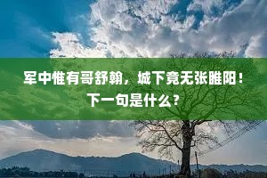 军中惟有哥舒翰，城下竟无张睢阳！下一句是什么？