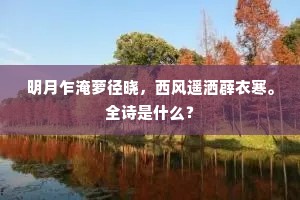 明月乍淹萝径晓，西风遥洒薜衣寒。全诗是什么？