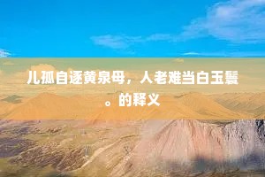儿孤自逐黄泉母，人老难当白玉鬟。的释义