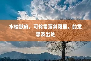 水楼歌扇，可怜零落斜阳里。的意思及出处