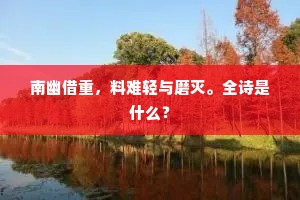 南幽借重，料难轻与磨灭。全诗是什么？