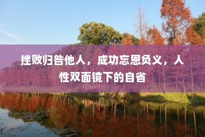 挫败归咎他人，成功忘恩负义，人性双面镜下的自省