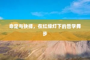 命定与抉择，在红绿灯下的哲学舞步
