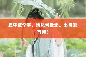 牌中数个字，清风何处无。出自哪首诗？
