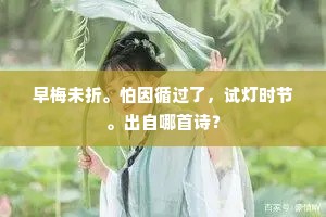 早梅未折。怕因循过了，试灯时节。出自哪首诗？