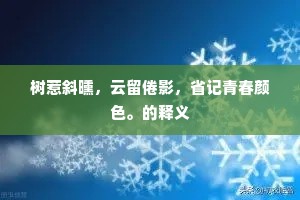 树惹斜曛，云留倦影，省记青春颜色。的释义