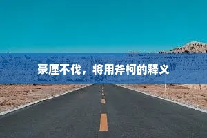 豪厘不伐，将用斧柯的释义