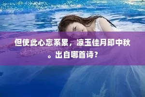 但使此心忘系累，凉玉佳月即中秋。出自哪首诗？