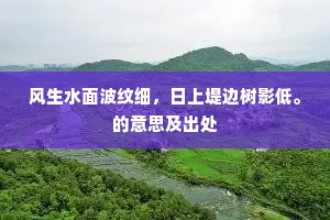 风生水面波纹细，日上堤边树影低。的意思及出处
