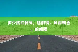 多少腻红剩绿，恁耐得、风雨朝昏。的解释