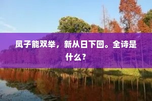 凤子能双举，新从日下回。全诗是什么？