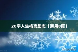 20字人生格言励志（通用8篇）