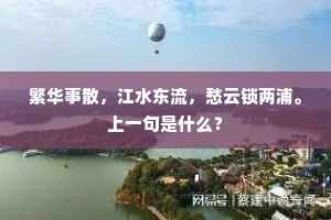 繁华事散，江水东流，愁云锁两浦。上一句是什么？