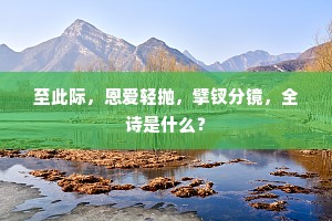 至此际，恩爱轻抛，擘钗分镜，全诗是什么？