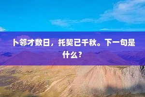 卜邻才数日，托契已千秋。下一句是什么？