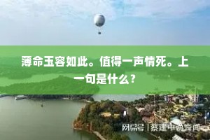 薄命玉容如此。值得一声情死。上一句是什么？