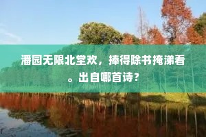 潘园无限北堂欢，捧得除书掩涕看。出自哪首诗？