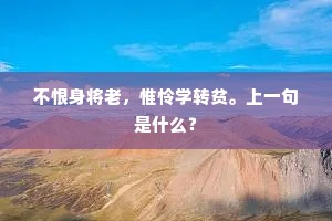 不恨身将老，惟怜学转贫。上一句是什么？