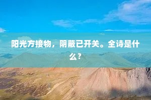 阳光方接物，阴蔽已开关。全诗是什么？