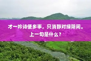 才一吟诗便多事，只消静对绿阴闲。上一句是什么？