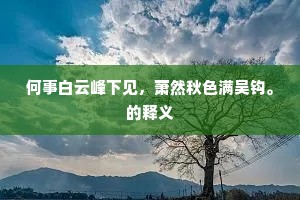 何事白云峰下见，萧然秋色满吴钩。的释义