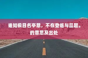 谁知极目名亭意，不在登临与品题。的意思及出处
