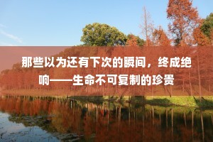 那些以为还有下次的瞬间，终成绝响——生命不可复制的珍贵