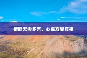 情断无需多言，心离方显真相