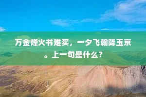 万金烽火书难买，一夕飞翰降玉京。上一句是什么？