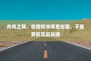 共鸣之弱，在相似中寻觅慰藉，于差异前筑起高墙