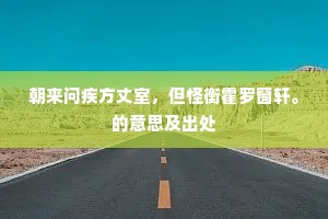 朝来问疾方丈室，但怪衡霍罗窗轩。的意思及出处