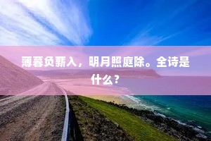 薄暮负薪入，明月照庭除。全诗是什么？