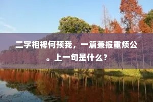 二字相裨何预我，一篇兼报重烦公。上一句是什么？