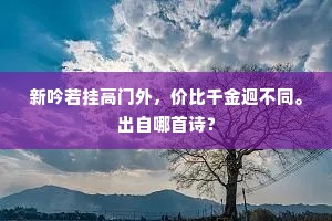 新吟若挂高门外，价比千金迥不同。出自哪首诗？