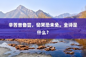 辛苦曾备尝，恸哭恐未免。全诗是什么？