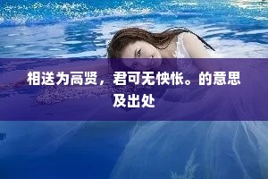 相送为高贤，君可无怏怅。的意思及出处