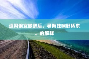 遣闷偏宜微醉后，寻梅独啸野桥东。的解释