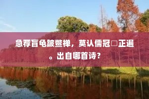 急荐盲龟跛鳖禅，莫认儒冠□正遍。出自哪首诗？