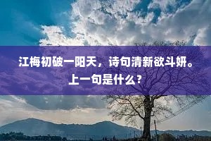 江梅初破一阳天，诗句清新欲斗妍。上一句是什么？