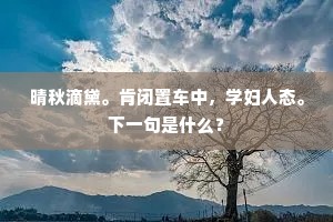 晴秋滴黛。肯闭置车中，学妇人态。下一句是什么？