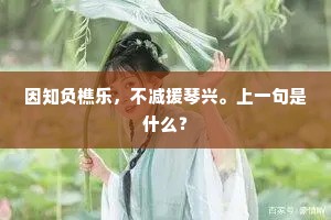 因知负樵乐，不减援琴兴。上一句是什么？