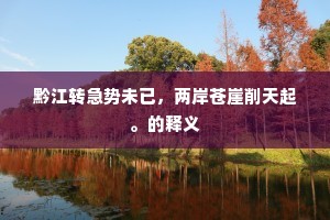 黔江转急势未已，两岸苍崖削天起。的释义