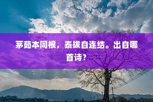 茅茹本同根，泰拔自连结。出自哪首诗？