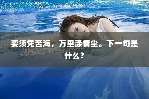 要须凭苦海，万里涤情尘。下一句是什么？