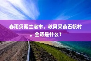 春雨负薪兰渚市，秋风采药石帆村。全诗是什么？